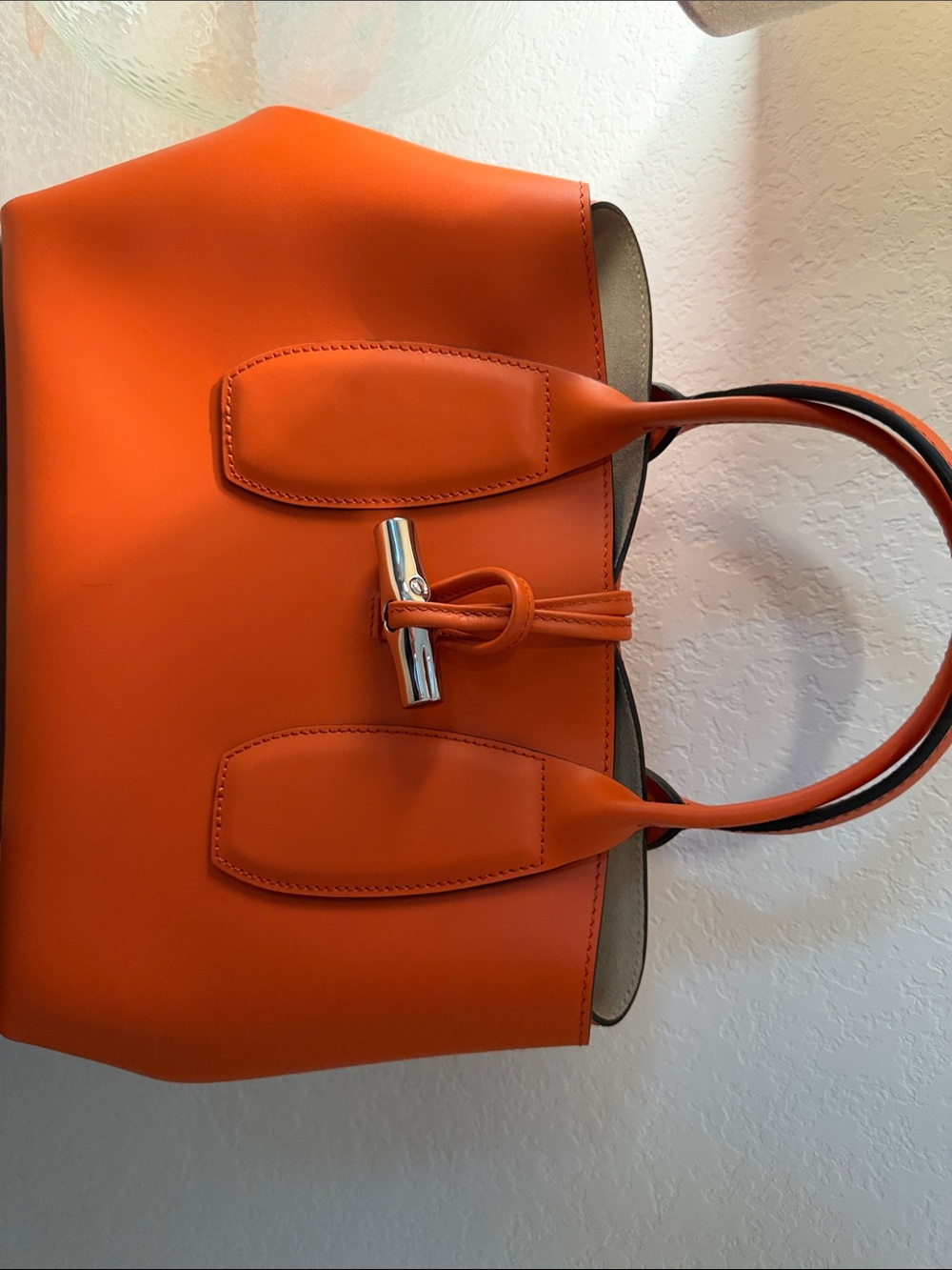 Longchamp Orange Leather Satchel with Silver Hardware - Picture 3 of 9